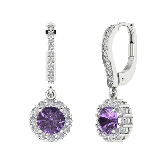 2.235cttw Alexandrite Gold-Plated 925 Silver Lever Back Drop Dangle Earrings