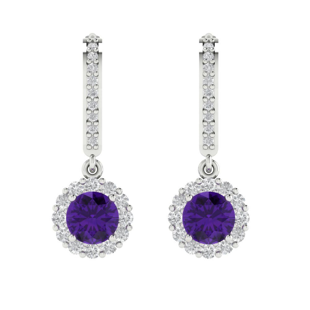 2.235cttw Amethyst Gold-Plated 925 Silver Lever Back Drop Dangle Earrings