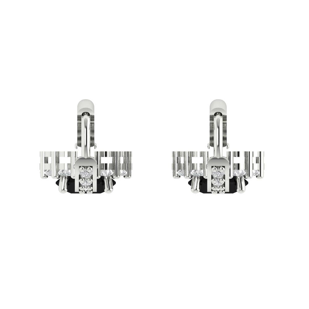 2.235 ctw Onyx Drop Dangle Earrings | 6mm Round Cut White Gold Lever Back | July Birthstone