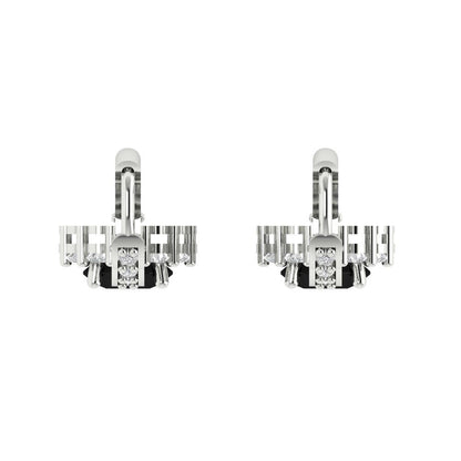 2.235 ctw Onyx Drop Dangle Earrings | 6mm Round Cut White Gold Lever Back | July Birthstone