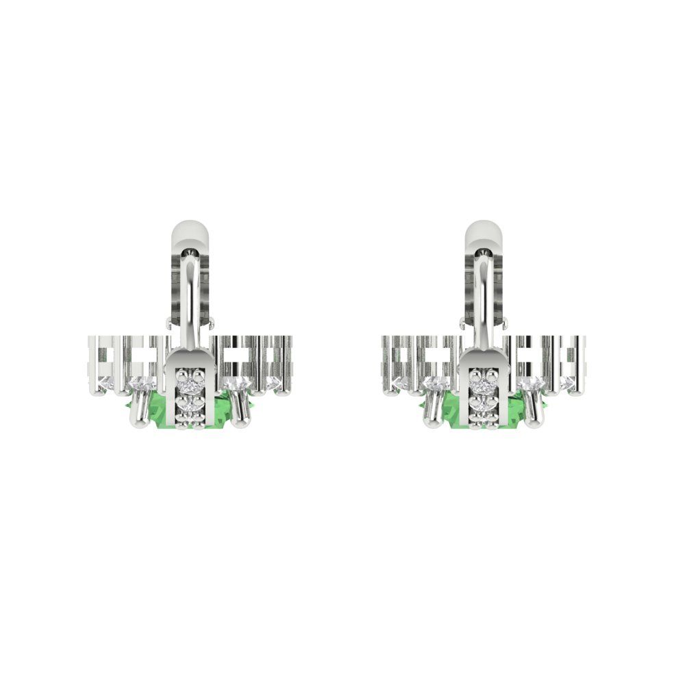 2.235 ctw Green Zirconia Drop Dangle Earrings | 6mm Round Cut White Gold Lever Back | April Birthstone