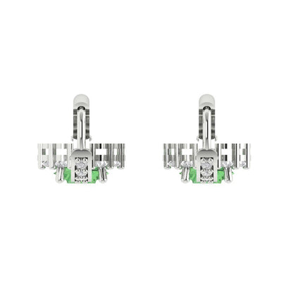 2.235 ctw Green Zirconia Drop Dangle Earrings | 6mm Round Cut White Gold Lever Back | April Birthstone