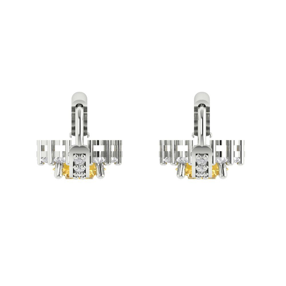 2.235 ctw Citrine Drop Dangle Earrings | 6mm Round Cut White Gold Lever Back | November Birthstone