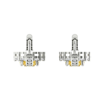 2.235 ctw Citrine Drop Dangle Earrings | 6mm Round Cut White Gold Lever Back | November Birthstone
