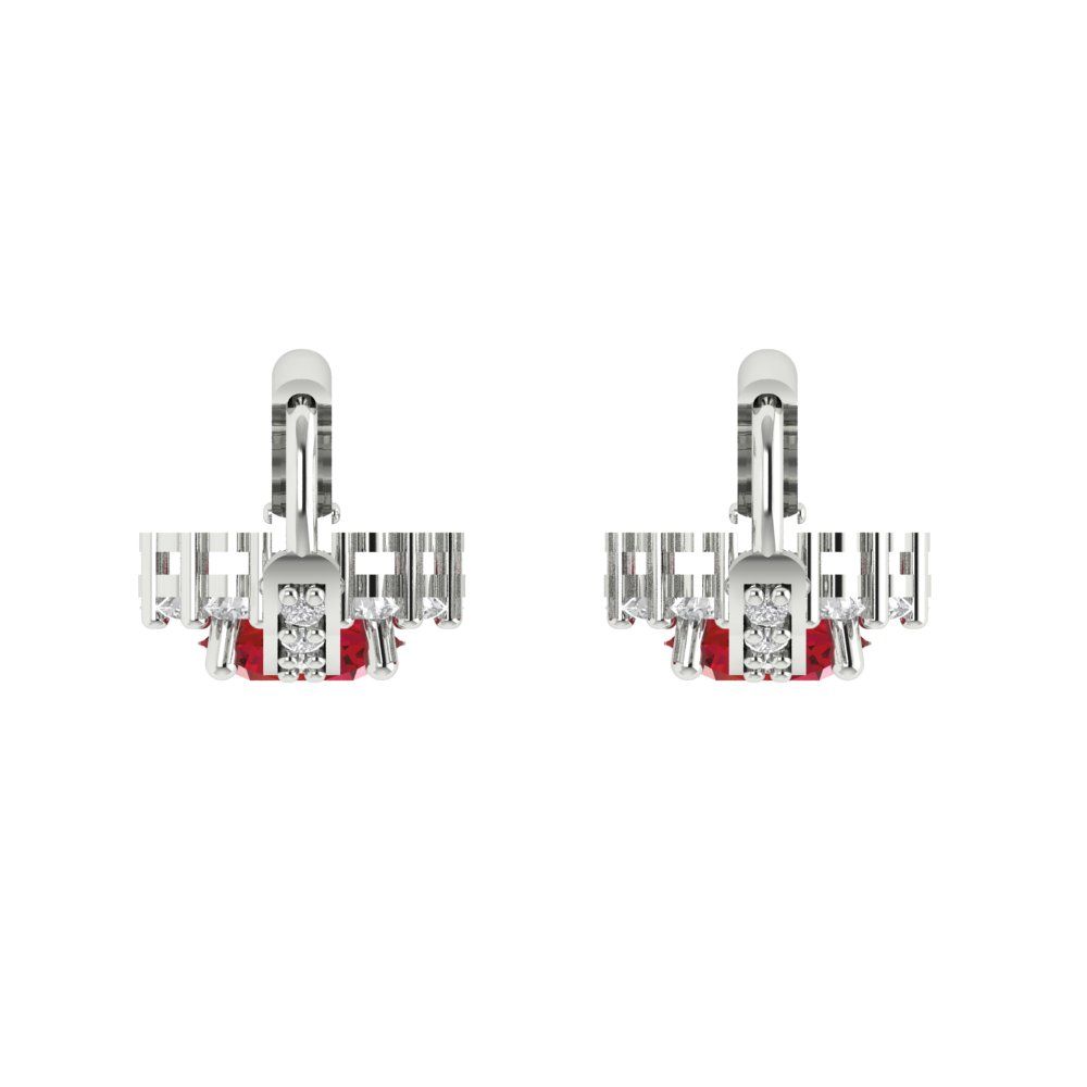 2.235 ctw Ruby Drop Dangle Earrings | 6mm Round Cut White Gold Lever Back | July Birthstone