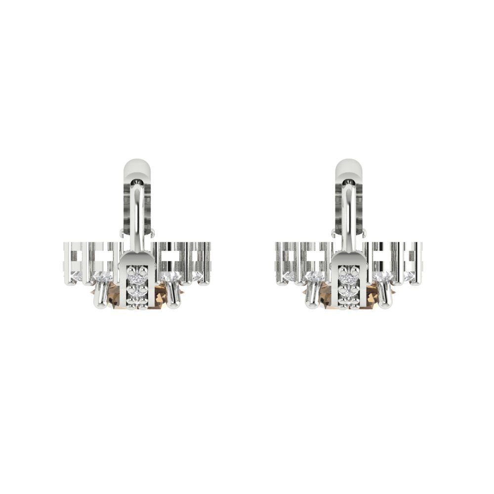 2.235 ctw Champagne Drop Dangle Earrings | 6mm Round Cut White Gold Lever Back | April Birthstone