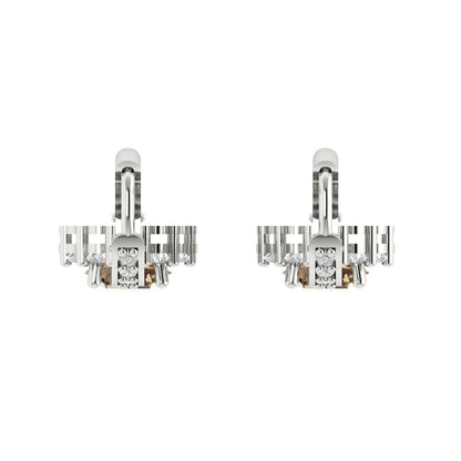 2.235 ctw Champagne Drop Dangle Earrings | 6mm Round Cut White Gold Lever Back | April Birthstone