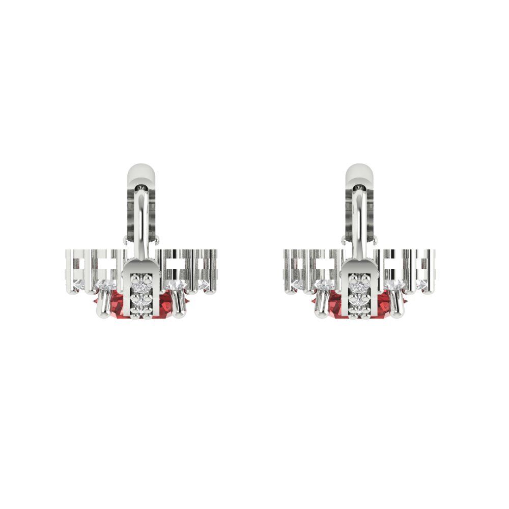 2.235 ctw Garnet Drop Dangle Earrings | 6mm Round Cut White Gold Lever Back | January Birthstone