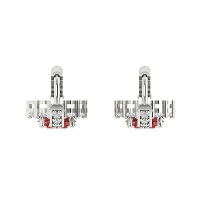 2.235 ctw Garnet Drop Dangle Earrings | 6mm Round Cut White Gold Lever Back | January Birthstone