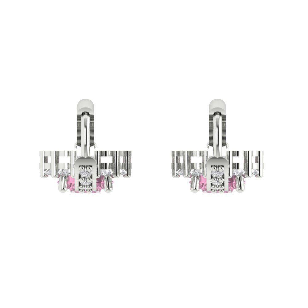 2.235 ctw Pink Zirconia Drop Dangle Earrings | 6mm Round Cut White Gold Lever Back | April Birthstone