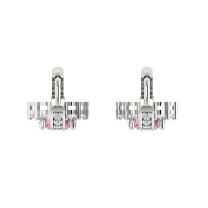 2.235 ctw Pink Zirconia Drop Dangle Earrings | 6mm Round Cut White Gold Lever Back | April Birthstone