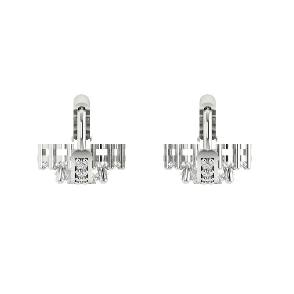 2.235 ctw Moissanite Drop Dangle Earrings | 6mm Round Cut White Gold Lever Back | April Birthstone
