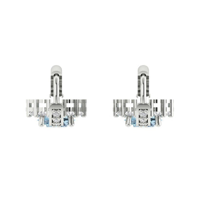 2.235 ctw Sky Blue Topaz Drop Dangle Earrings | 6mm Round Cut White Gold Lever Back | December Birthstone