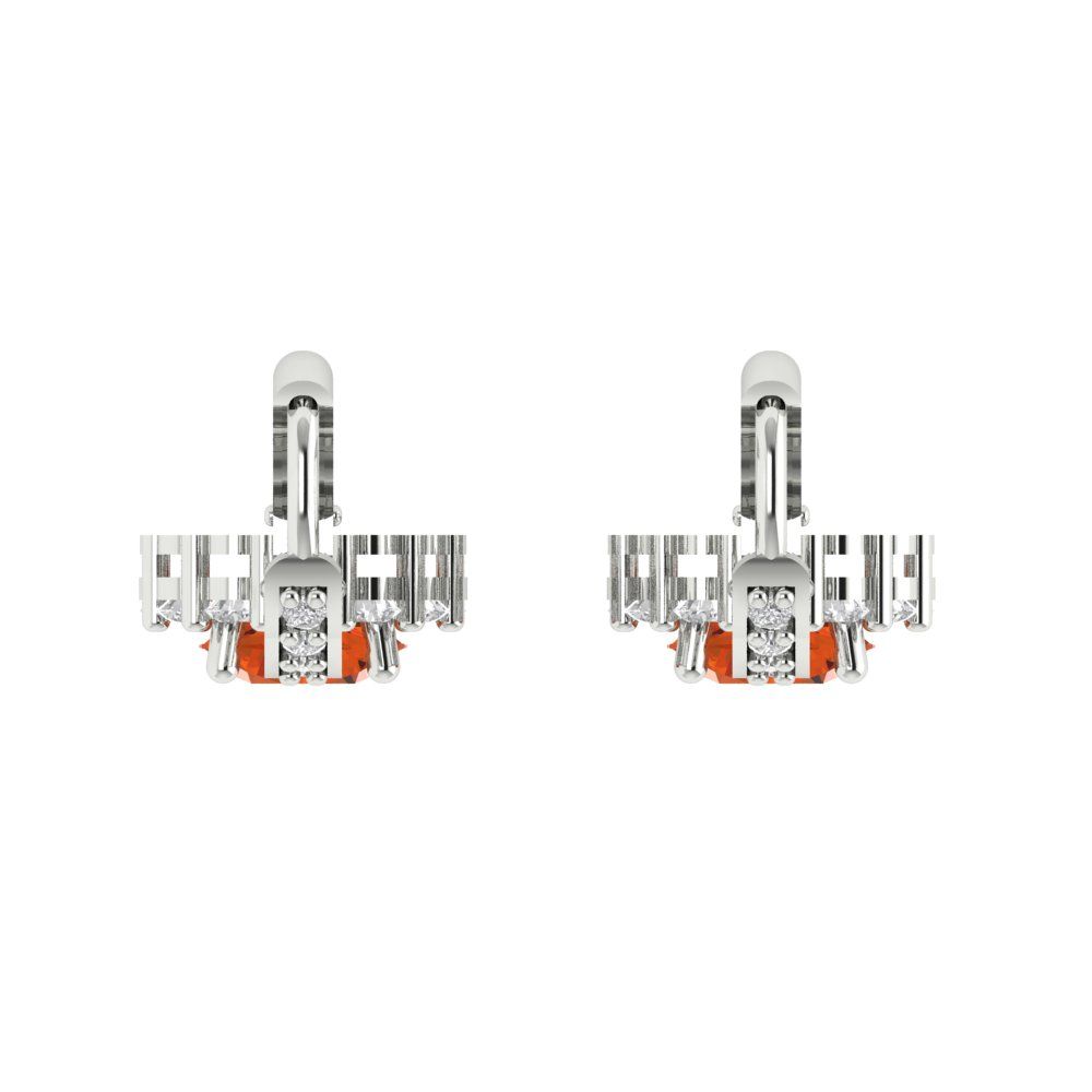 2.235 ctw Red Zirconia Drop Dangle Earrings | 6mm Round Cut White Gold Lever Back | April Birthstone