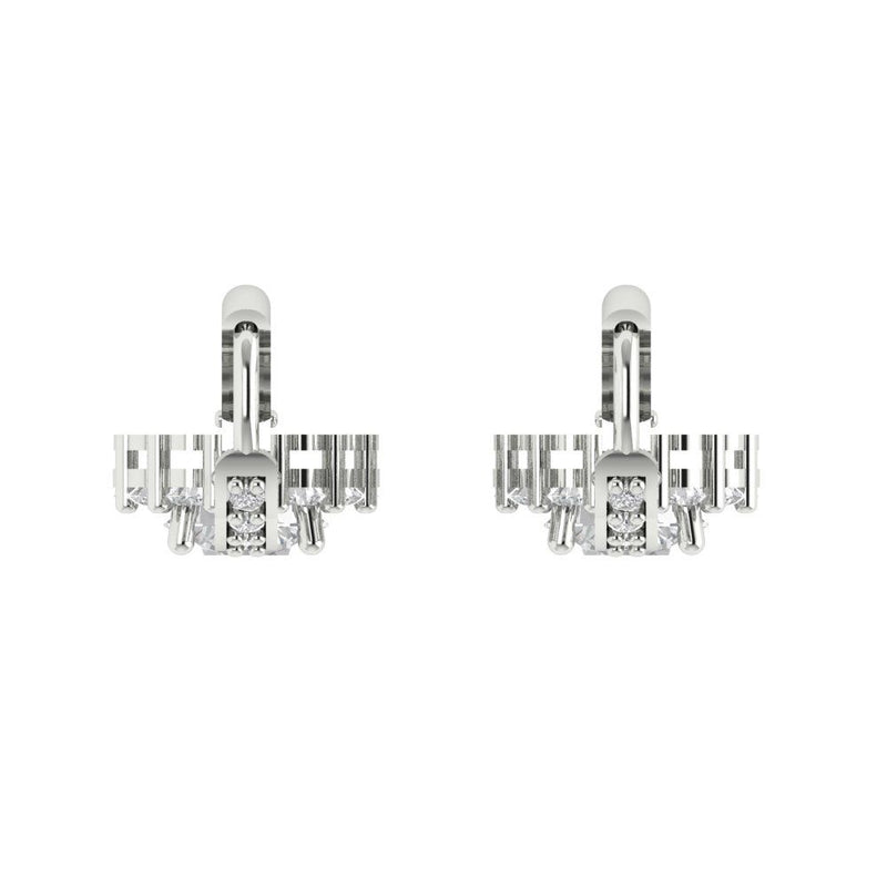 2.0 ct Brilliant Round Cut Halo Drop Dangle Natural Diamond Stone Clarity SI1-2 Color G-H White Gold Earrings Lever Back
