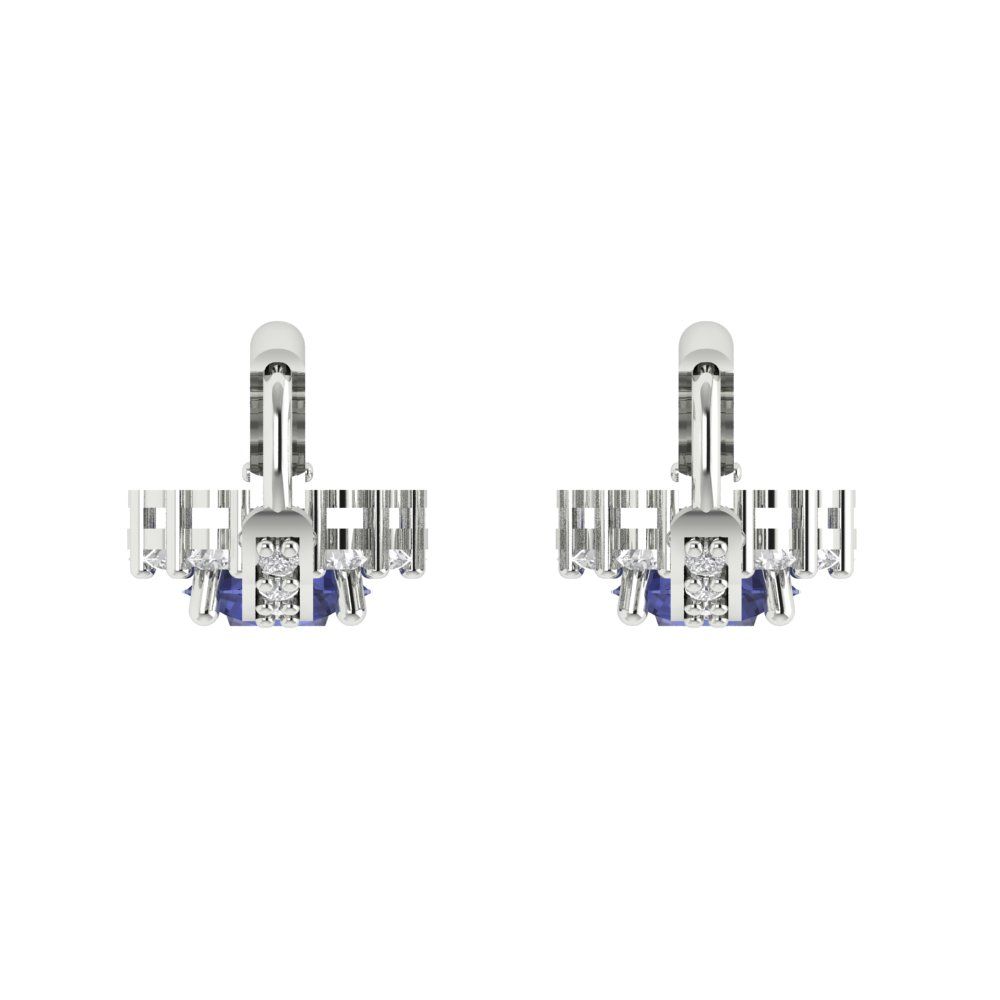 2.235 ctw Tanzanite Drop Dangle Earrings | 6mm Round Cut White Gold Lever Back | December Birthstone