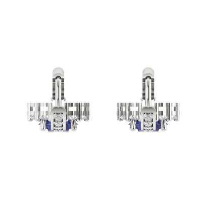 2.235 ctw Tanzanite Drop Dangle Earrings | 6mm Round Cut White Gold Lever Back | December Birthstone