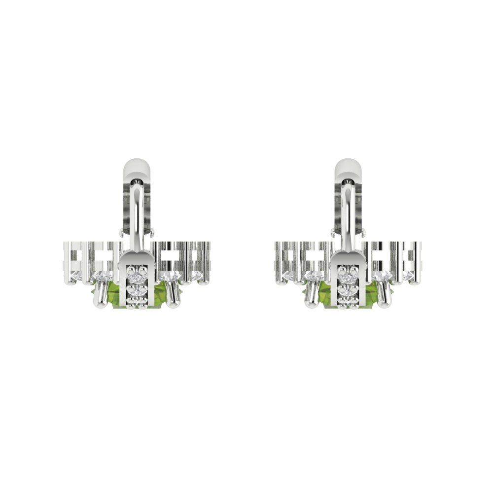 2.235 ctw Peridot Drop Dangle Earrings | 6mm Round Cut White Gold Lever Back | August Birthstone