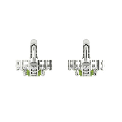 2.235 ctw Peridot Drop Dangle Earrings | 6mm Round Cut White Gold Lever Back | August Birthstone