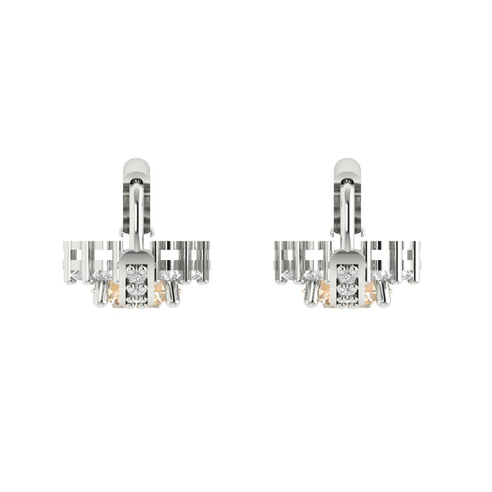 2.235 ctw Morganite Drop Dangle Earrings | 6mm Round Cut White Gold Lever Back | February Birthstone
