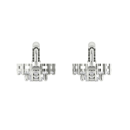 2.235 ctw Zirconia Diamond Drop Dangle Earrings | 6mm Round Cut White Gold Lever Back | April Birthstone