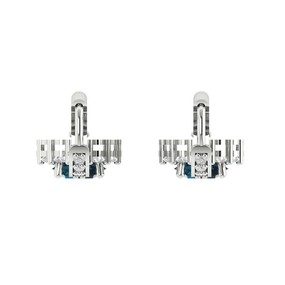 2.235 ctw London Blue Topaz Drop Dangle Earrings | 6mm Round Cut White Gold Lever Back | December Birthstone