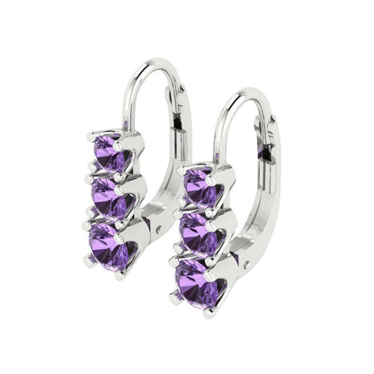 1.06cttw Alexandrite Gold-Plated 925 Silver Lever Back Drop Dangle Earrings