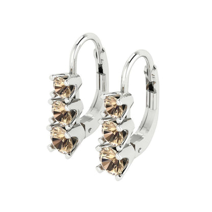 1.06 ctw Yellow Moissanite Drop Dangle Earrings | 4mm Round Cut White Gold Lever Back | April Birthstone