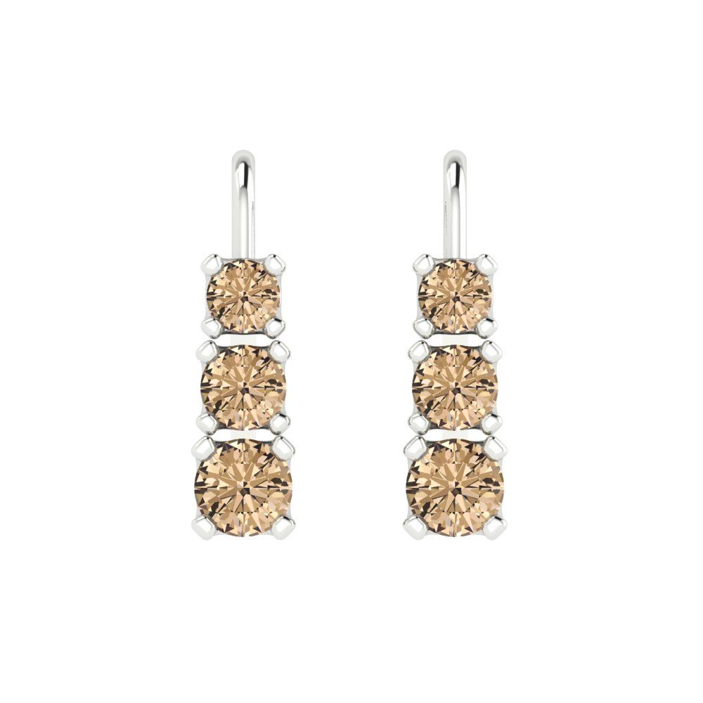 1.06 ctw Yellow Moissanite Drop Dangle Earrings | 4mm Round Cut White Gold Lever Back | April Birthstone