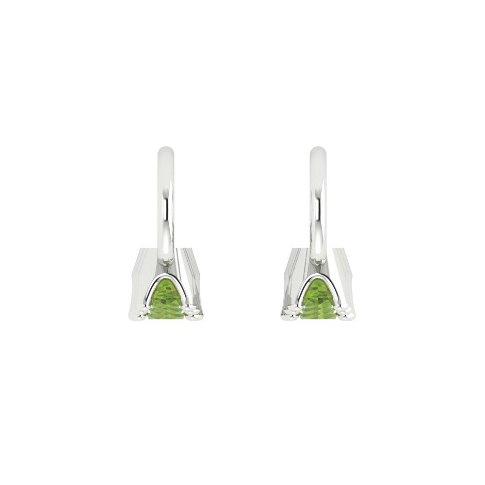1.06 ctw Peridot Drop Dangle Earrings | 4mm Round Cut White Gold Lever Back | August Birthstone