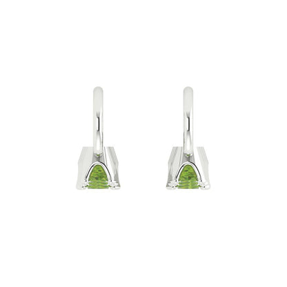 1.06 ctw Peridot Drop Dangle Earrings | 4mm Round Cut White Gold Lever Back | August Birthstone