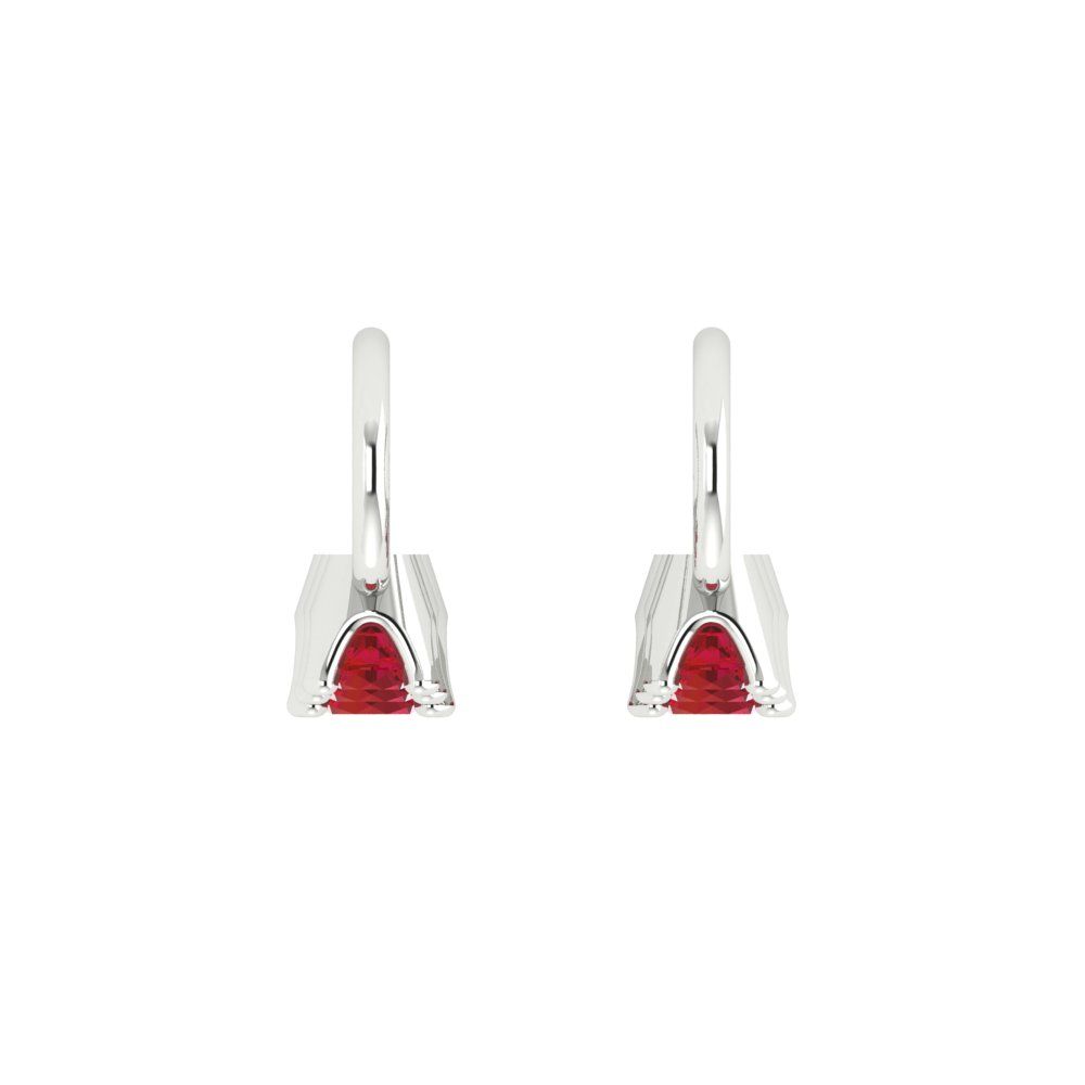1.06 ctw Ruby Drop Dangle Earrings | 4mm Round Cut White Gold Lever Back | July Birthstone
