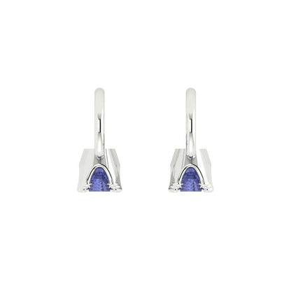 1.06 ctw Tanzanite Drop Dangle Earrings | 4mm Round Cut White Gold Lever Back | December Birthstone