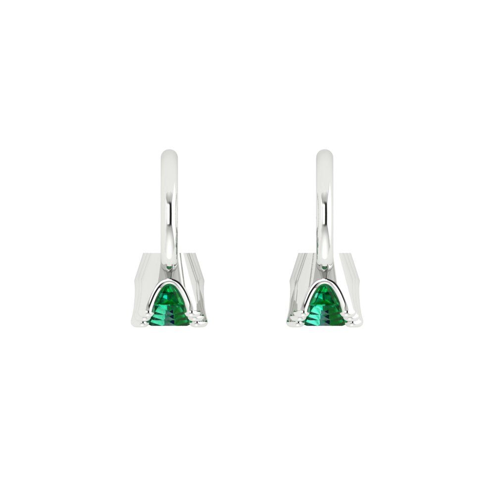 1.06 ctw Emerald Drop Dangle Earrings | 4mm Round Cut White Gold Lever Back | May Birthstone