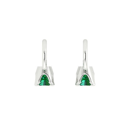 1.06 ctw Emerald Drop Dangle Earrings | 4mm Round Cut White Gold Lever Back | May Birthstone