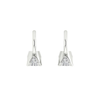 1.06 ctw Zirconia Diamond Drop Dangle Earrings | 4mm Round Cut White Gold Lever Back | April Birthstone