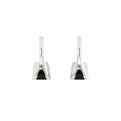 1.06 ctw Onyx Drop Dangle Earrings | 4mm Round Cut White Gold Lever Back | July Birthstone