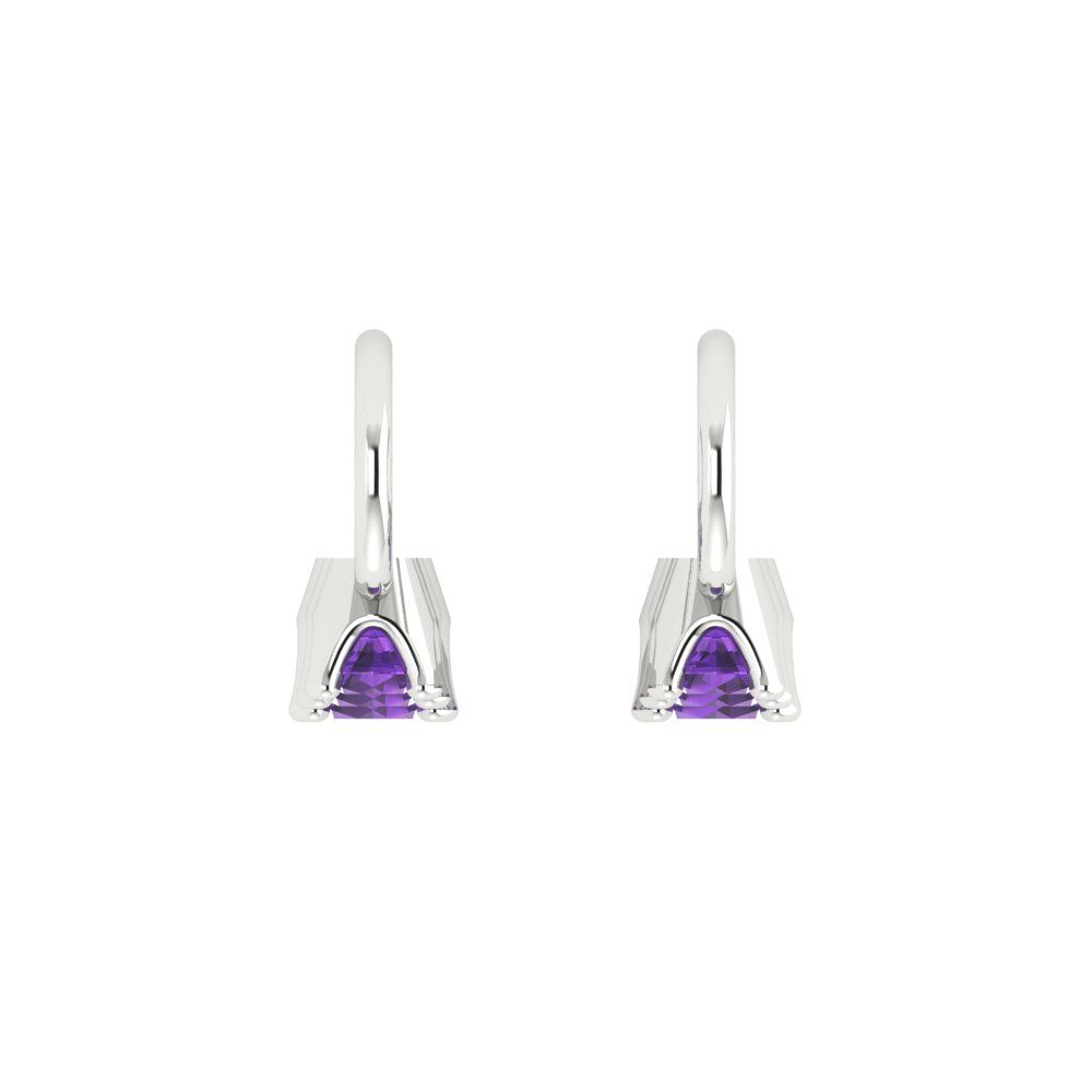1.06 ctw Amethyst Drop Dangle Earrings | 4mm Round Cut White Gold Lever Back | February Birthstone