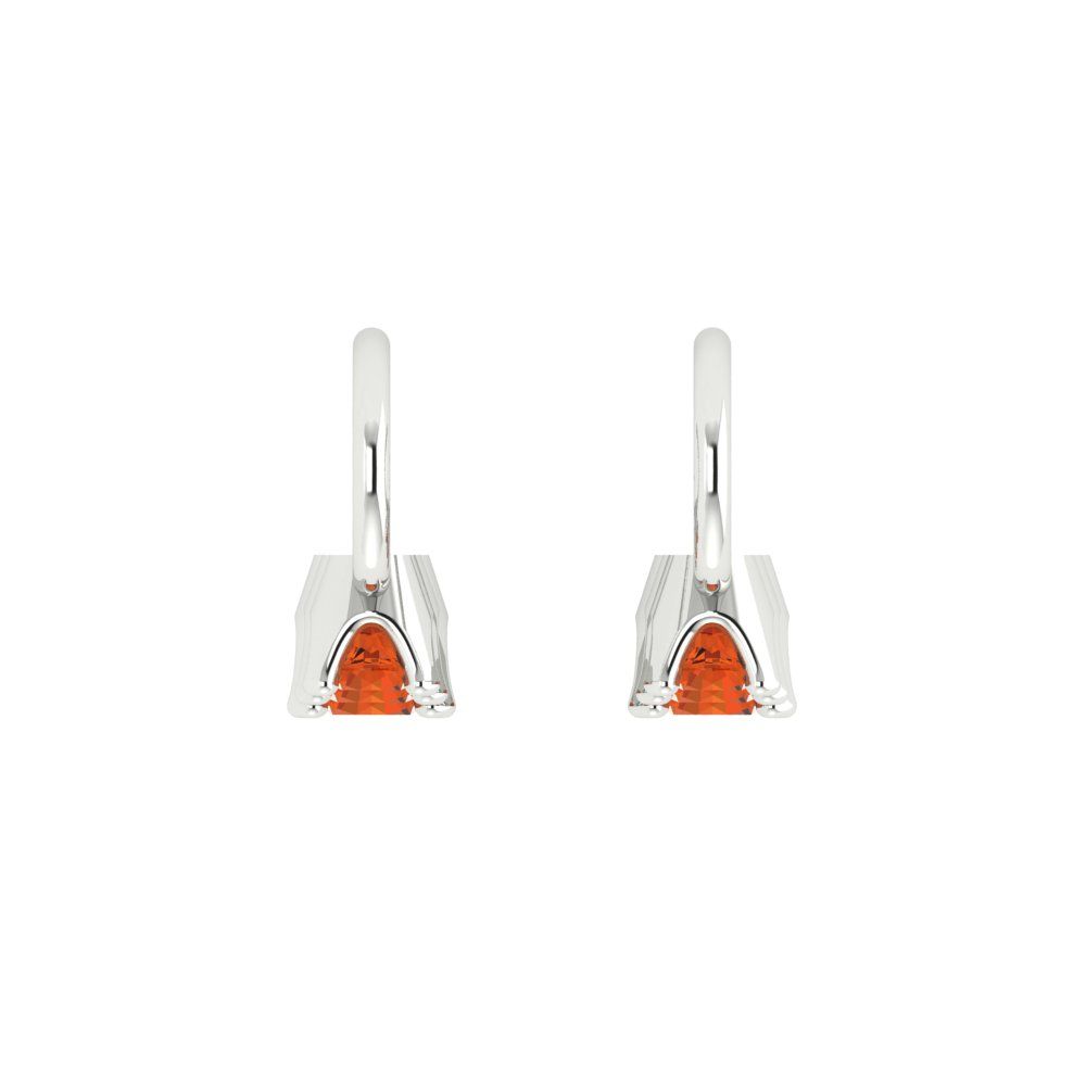 1.06 ctw Red Zirconia Drop Dangle Earrings | 4mm Round Cut White Gold Lever Back | April Birthstone