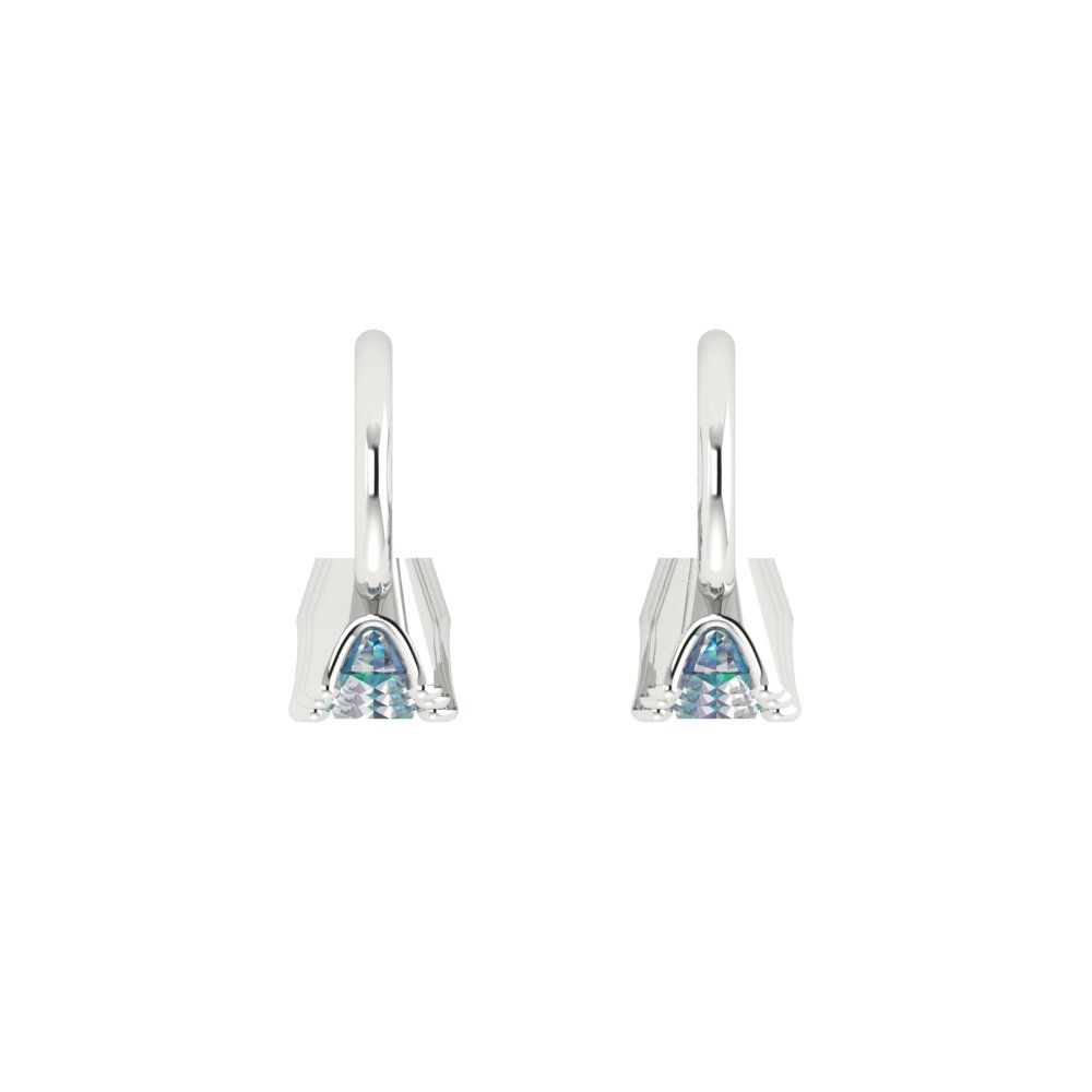 1.06 ctw Blue Moissanite Drop Dangle Earrings | 4mm Round Cut White Gold Lever Back | April Birthstone