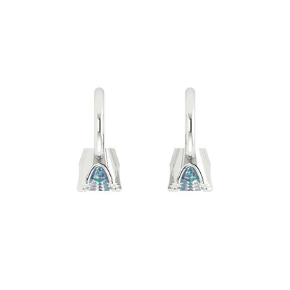 1.06 ctw Blue Moissanite Drop Dangle Earrings | 4mm Round Cut White Gold Lever Back | April Birthstone