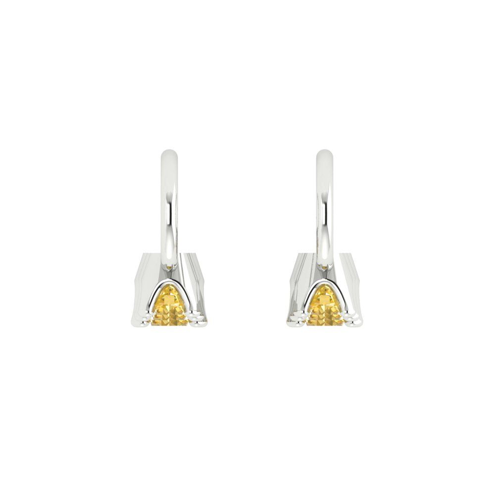 1.06 ctw Citrine Drop Dangle Earrings | 4mm Round Cut White Gold Lever Back | November Birthstone
