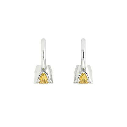 1.06 ctw Citrine Drop Dangle Earrings | 4mm Round Cut White Gold Lever Back | November Birthstone
