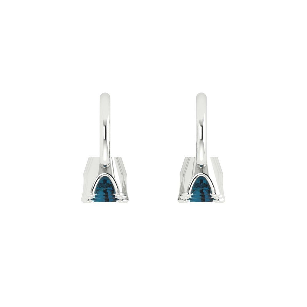 1.06 ctw London Blue Topaz Drop Dangle Earrings | 4mm Round Cut White Gold Lever Back | December Birthstone