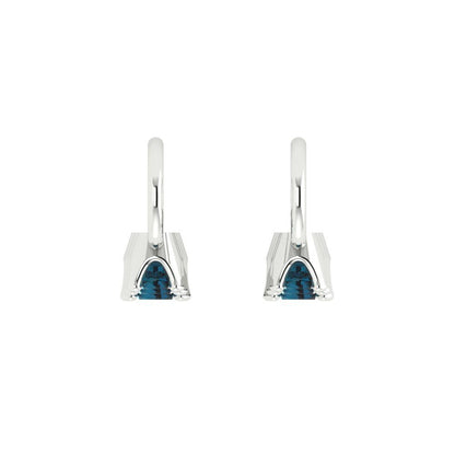1.06 ctw London Blue Topaz Drop Dangle Earrings | 4mm Round Cut White Gold Lever Back | December Birthstone