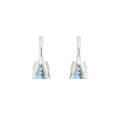 1.06 ctw Sky Blue Topaz Drop Dangle Earrings | 4mm Round Cut White Gold Lever Back | December Birthstone