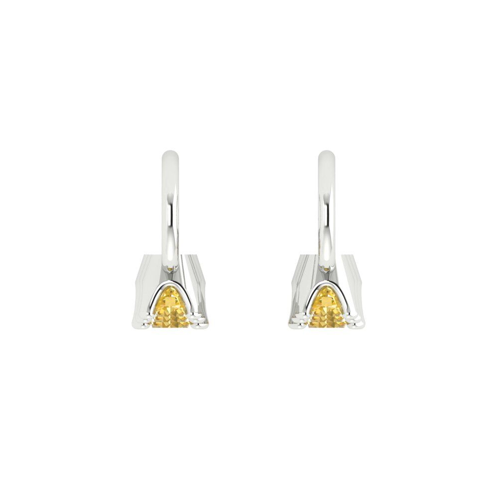 1.06 ctw Yellow Zirconia Drop Dangle Earrings | 4mm Round Cut White Gold Lever Back | April Birthstone