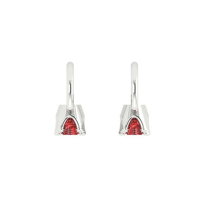 1.06 ctw Garnet Drop Dangle Earrings | 4mm Round Cut White Gold Lever Back | January Birthstone