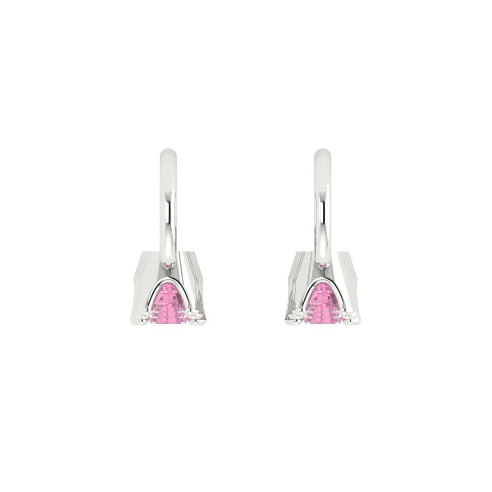 1.06 ctw Pink Zirconia Drop Dangle Earrings | 4mm Round Cut White Gold Lever Back | April Birthstone