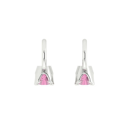 1.06 ctw Pink Zirconia Drop Dangle Earrings | 4mm Round Cut White Gold Lever Back | April Birthstone